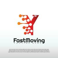 Fast Moving logo with initial Y letter concept. Movement sign. Technology business and digital icon -vector vector