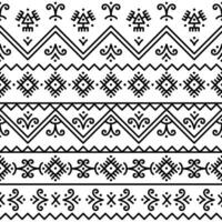 Ethnic seamless pattern. Vector tribal background. Black and white style. Ethnic flowers and geometric frames. Design for fabric, wallpaper, border, wrapping paper.