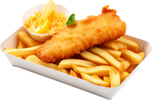 Fish and chips png with AI generated.