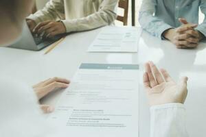 Job interview. Human resource manager interviewing the candidate. photo