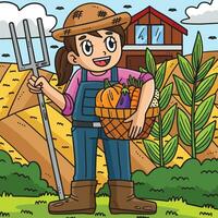 Labor Day Farmer with a Harvest Colored Cartoon vector