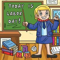 Labor Day Teacher in the Classroom Colored Cartoon vector