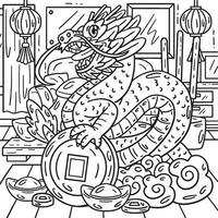 Year of the Dragon Cloud and Coin Base Coloring vector