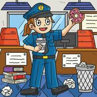 Labor Day Police Having a Coffee Break Colored vector