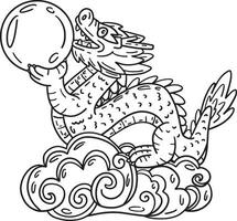 Year of the Dragon with Jade Orb Isolated Coloring vector