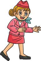 Stewardess Cartoon Colored Clipart Illustration vector