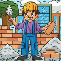 Labor Day Mason and Bricks Colored Cartoon vector