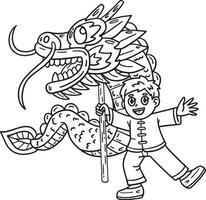 Year of the Dragon Dragon Dance Isolated Coloring vector