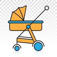 bebé carro o cochecito plano color icono para aplicaciones o sitio web vector