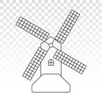 Windmill or wind turbine line art icon for apps or website vector