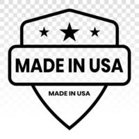 Manufactured or made in USA seal - line art icon for industrial product label vector