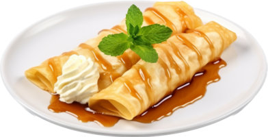 dulce tailandés crepe png con ai generado.