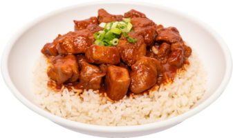 Pork with rice png with AI generated.