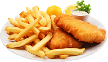 Fish and chips png with AI generated.