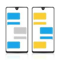 Chat bubble text message typing icon on a smartphone for apps or website vector