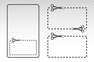 tijeras corte cupones con punteado línea - plano íconos para aplicaciones y sitios web vector