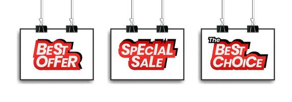 Special sale. the best choice and Best offer tag label for promotion in social media. vector