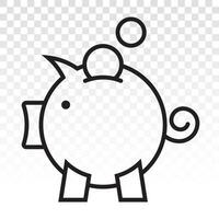 Piggy bank or piggybank vector line art icon