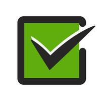 Green tick confirm or Checkbox flat icon for apps and websites vector