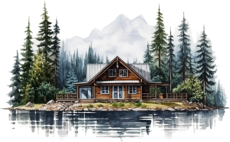Cabin png with AI generated.