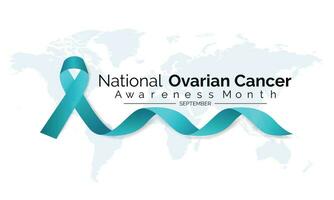 Ovarian Cancer awareness month is observed every year in September. banner design template Vector white background.