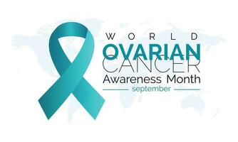 Ovarian Cancer awareness month is observed every year in September. banner design template Vector white background.