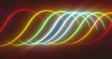 Abstract multicolored glowing bright magical energy lines on a black background photo
