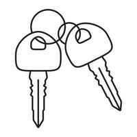 Double car key or vehicle or automobile key line art icons for apps and websites vector