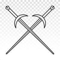 Longsword or crossed of long sword line art icon for apps or website vector