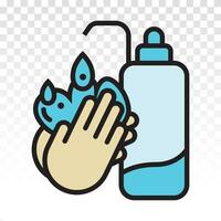 Washing hands or wash hand thoroughly with soap - Flat icon for apps or website vector