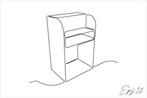 continuous line bookshelf white background vector