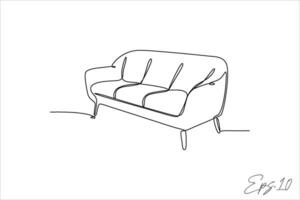 continuous line sofa armchair white background vector