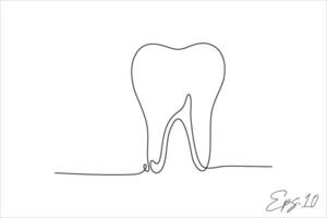 tooth continuous line vector illustration