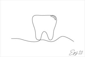 tooth continuous line vector illustration