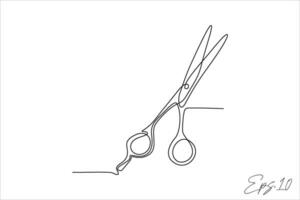 scissors continuous line vector illustration