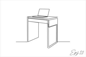 continuous line work table on white background vector