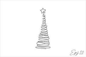 Navidad árbol continuo línea vector ilustración