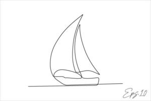 sailing ship continuous line vector illustration