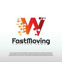 Fast Moving logo with initial W letter concept. Movement sign. Technology business and digital icon -vector vector