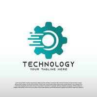 Technology logos, future technology icons, gear logos, circuit style lines, vector illustration elements