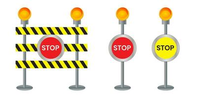 Closed road sign for barrier Construction marking STOP vector