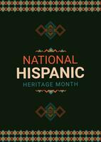 Hispanic heritage month. Abstract ornament poster design, retro style with text, geometry vector