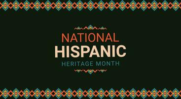Hispanic heritage month. Abstract ornament background design, retro style with text, geometry vector
