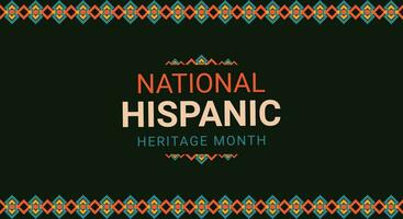 Hispanic heritage month. Abstract ornament background design, retro style with text, geometry vector