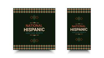 Hispanic heritage month. Abstract ornament social media design, retro style with text, geometry vector