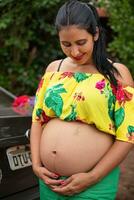 woman with a mantis on belly photo