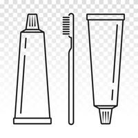 Toothbrush or tooth brush and toothpaste line art vector icon for apps or website