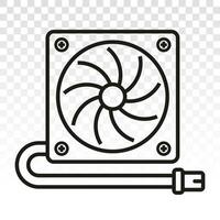 PC fan or computer fan with usb plugs line art icon for apps or website vector