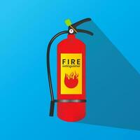 Fire extinguisher icon is isolated on a blue background. Vector illustration element