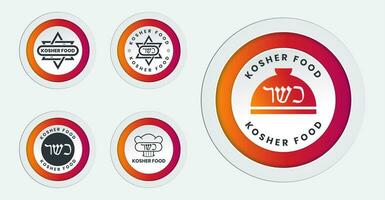 Kosher certification foods stamp, label, sticker or flat icons for apps or websites vector